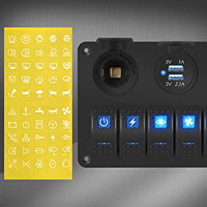 Waterproof Switch Panel, 6 Gang 12Volt Rocker Switch Panel .