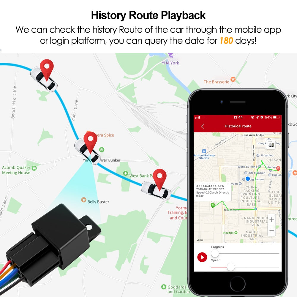 GPS Tracker Car, Motorcycle GPS Realtime Track Vibrate Alert FREE APP