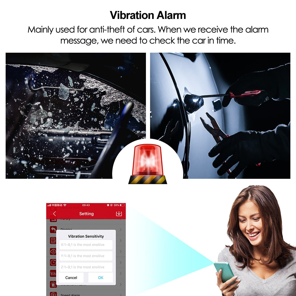 GPS Tracker Car, Motorcycle GPS Realtime Track Vibrate Alert FREE APP