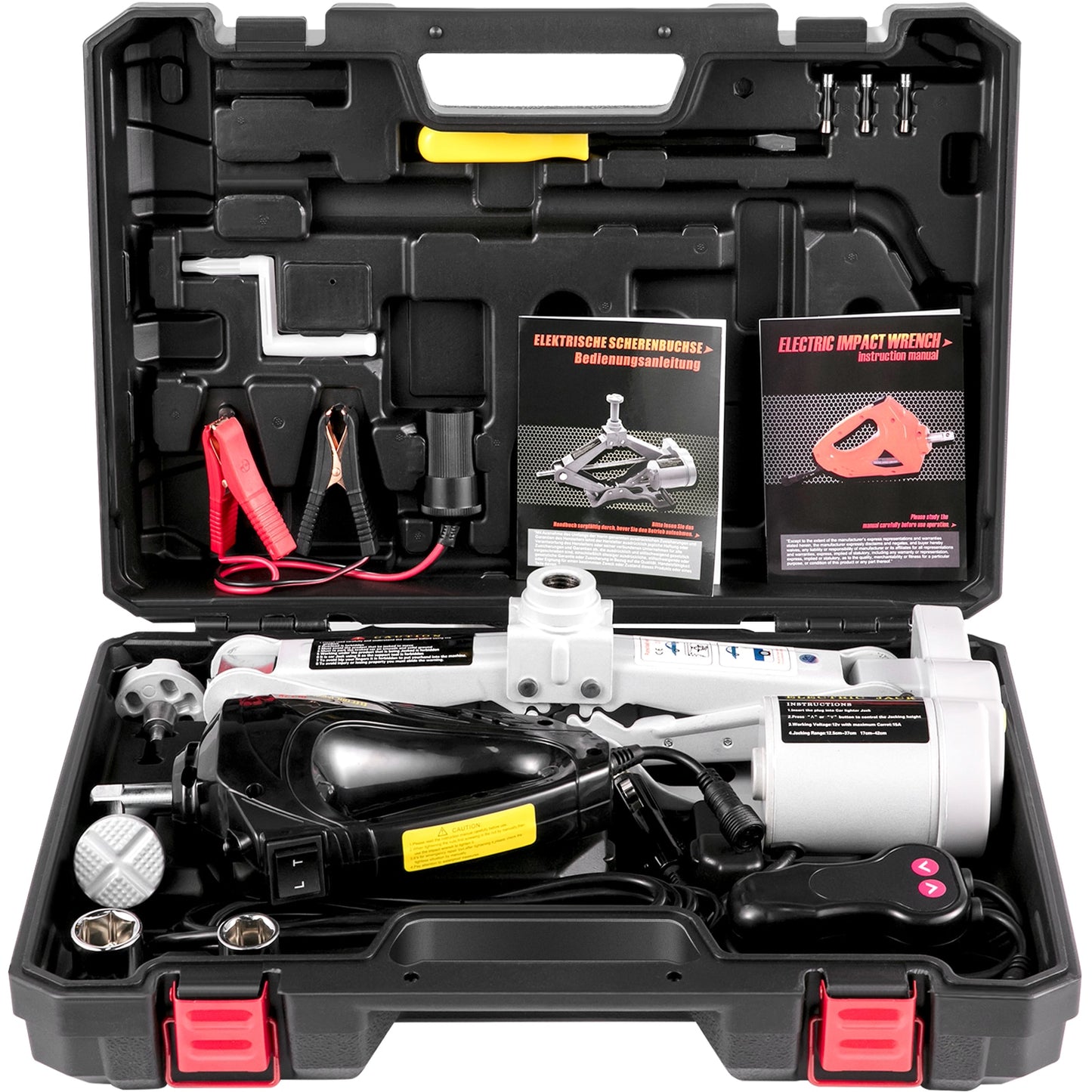 3 Ton Electric Car Jack Lifting Car Scissors Floor Jacks Kit W/ Impact Wrench Air Pump