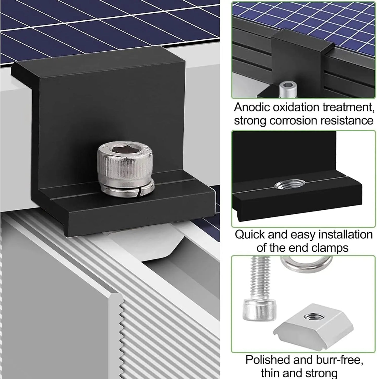 8Pcs/set Solar Photovoltaic Bracket, 12cm Solar Panel Mounting Rail, Aluminum Alloy Clamp For Roof Solar Module Solar Panel