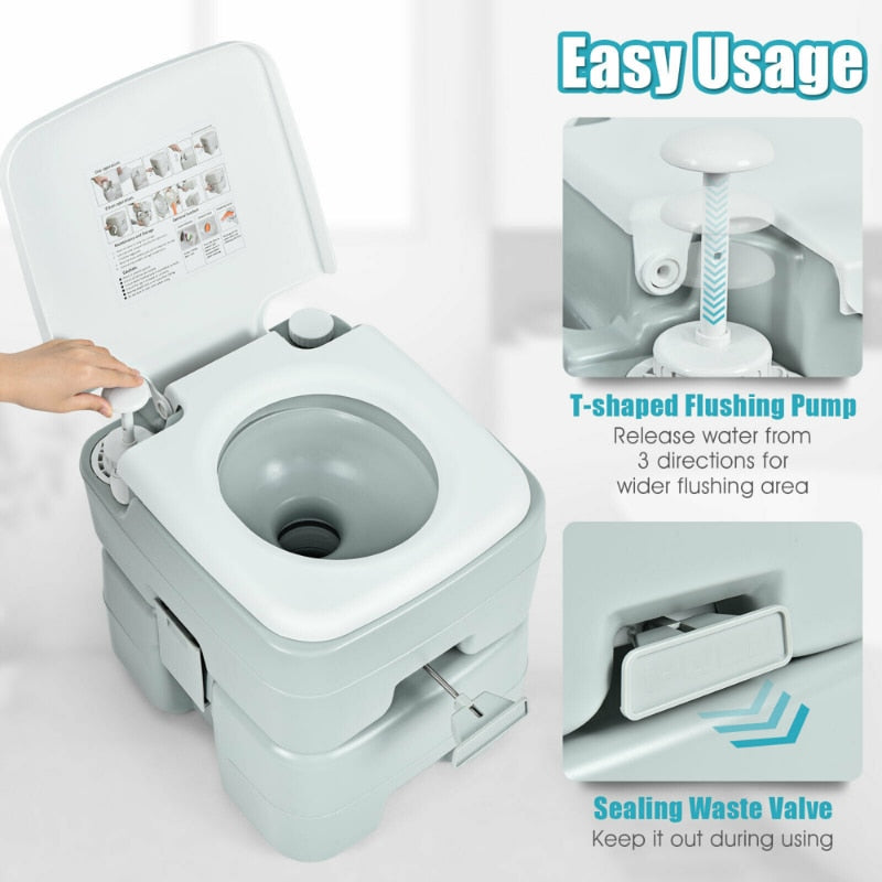 5.3 Gallon 20L RV Travel Trailer, Portable Toilet.