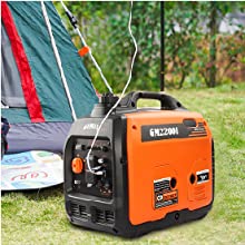 GENMAX Portable Inverter Generator 2200W ultra-quiet gas engine.