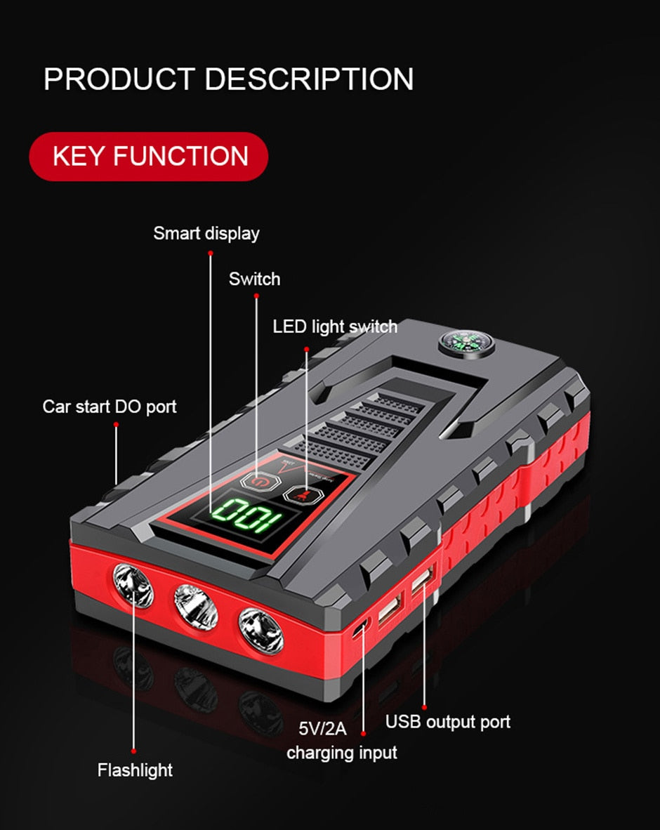 Car Jump Starter Power Bank 12V Portable Car Battery Booster