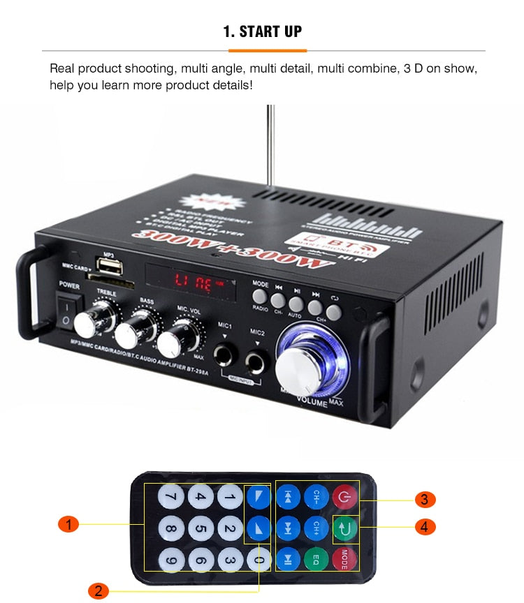 Digital Stereo Amplifier. BT-298A and Bluetooth.