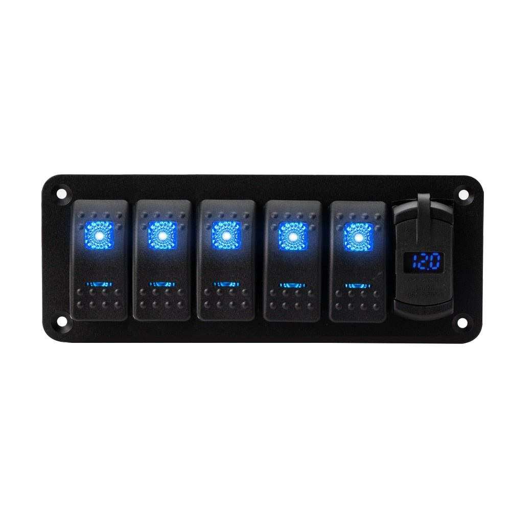 Waterproof Switch Panel, 6 Gang 12Volt Rocker Switch Panel .