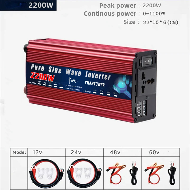 Pure Sine Wave Inverter 12Volt To AC 110v/220v Pure Sine Wave Power Supply Voltage Converter for Car, Solar Inverter
220V 2000W 3000W 4000W DC 12v/24v