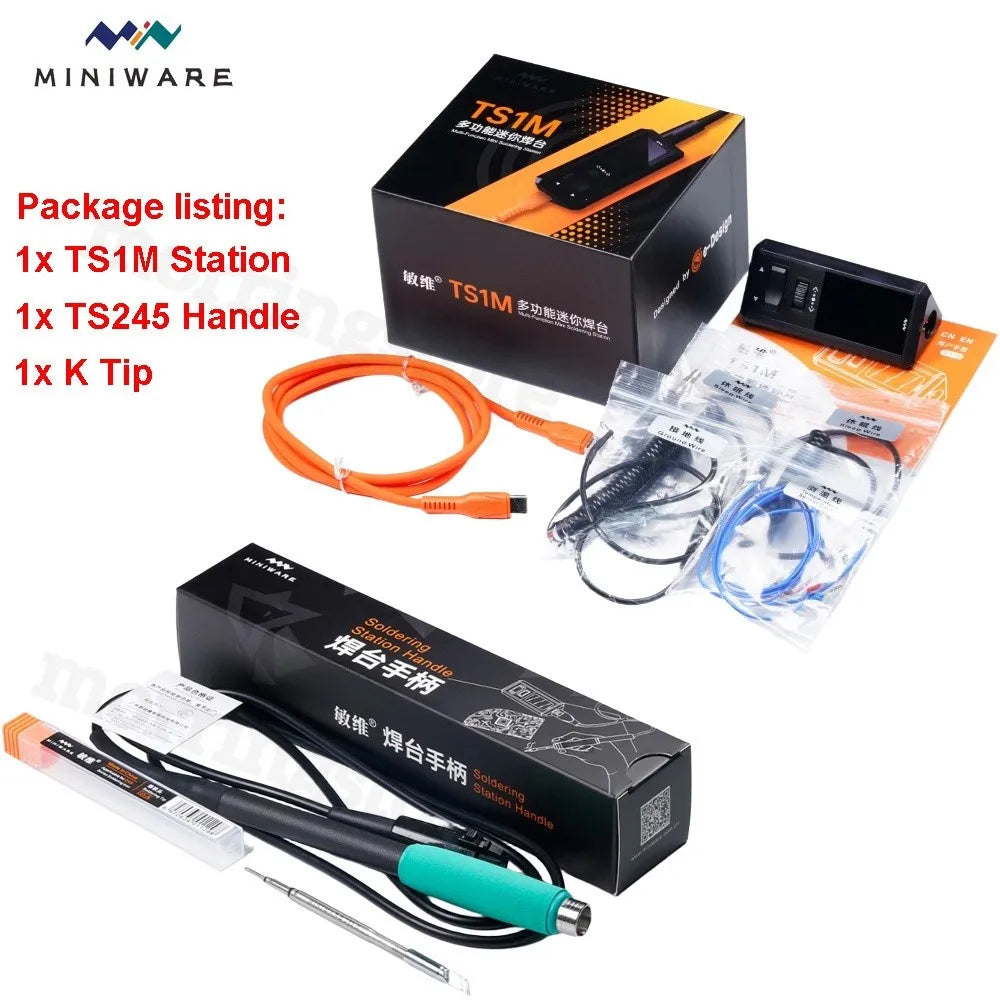 OFFICIAL MINIWARE TS1M Mini Soldering Station Portable Digital Display 210/245 Handle Tip Power Welding Repair Kits DIY Tool