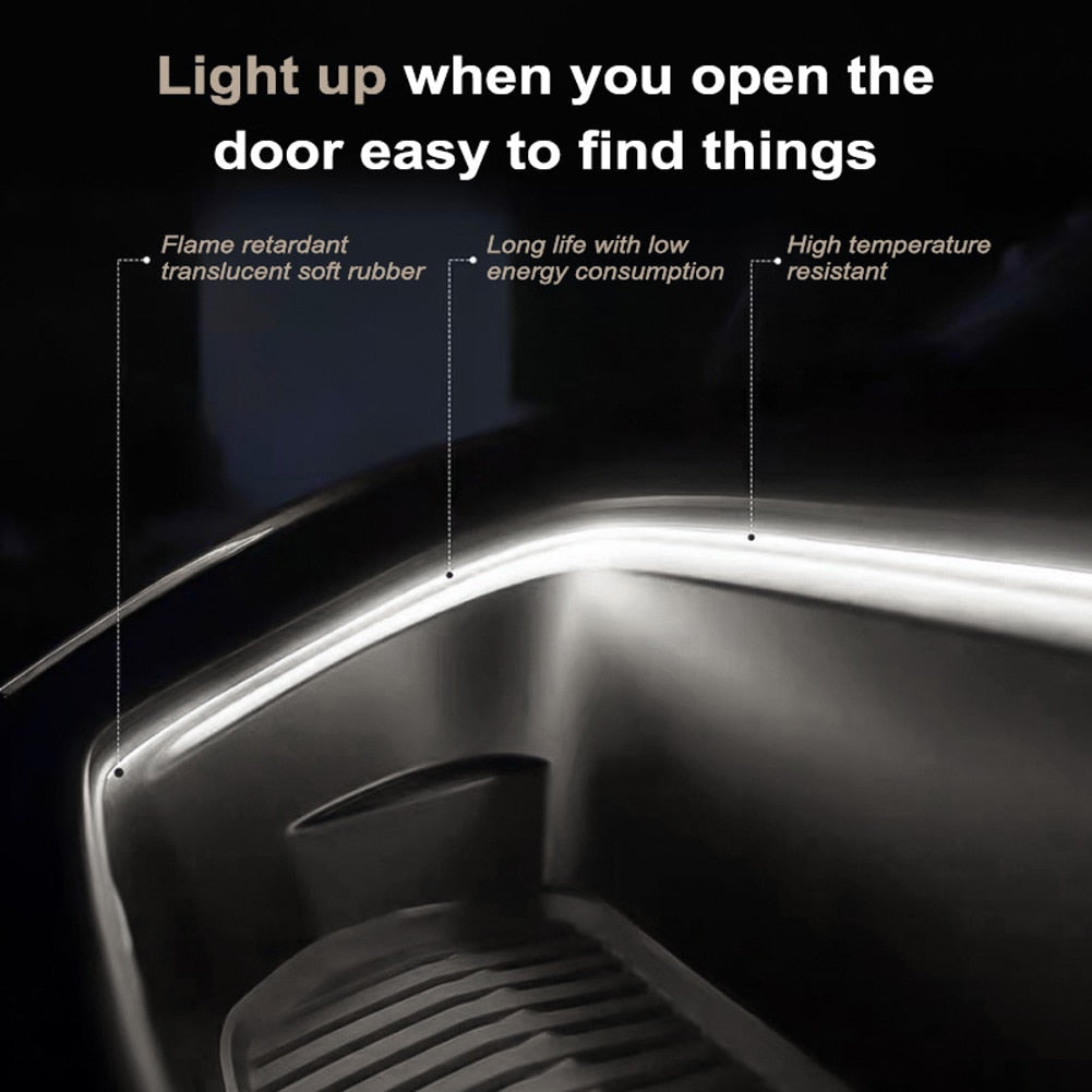 For Tesla Model Y 21-23 4 Colors Car Trunk LED Lamp Strip 12V IP65 Waterproof Interior Lights