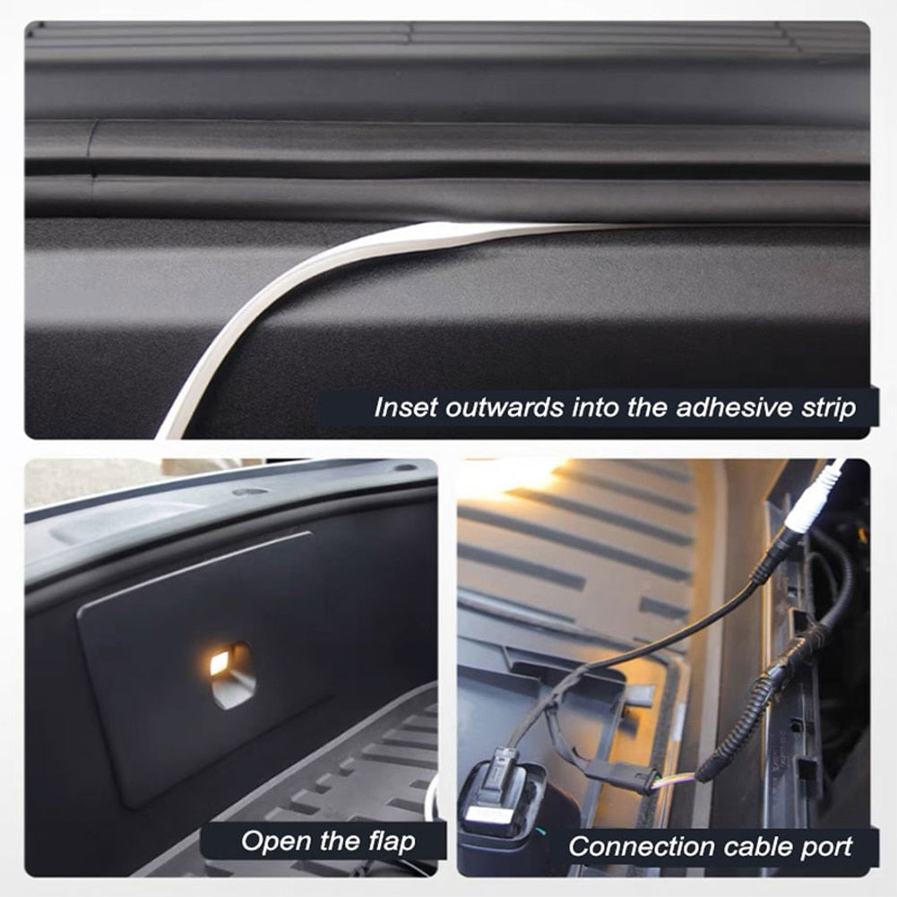 For Tesla Model Y 21-23 4 Colors Car Trunk LED Lamp Strip 12V IP65 Waterproof Interior Lights