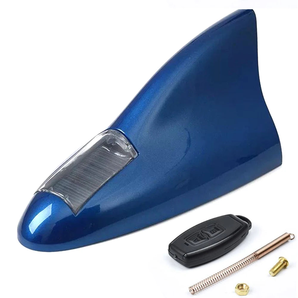 Car Solar LED Anti Collision Light Warning Lights Universal Shark Fin Antenna Light Automobile Modeling Decorating Accessories