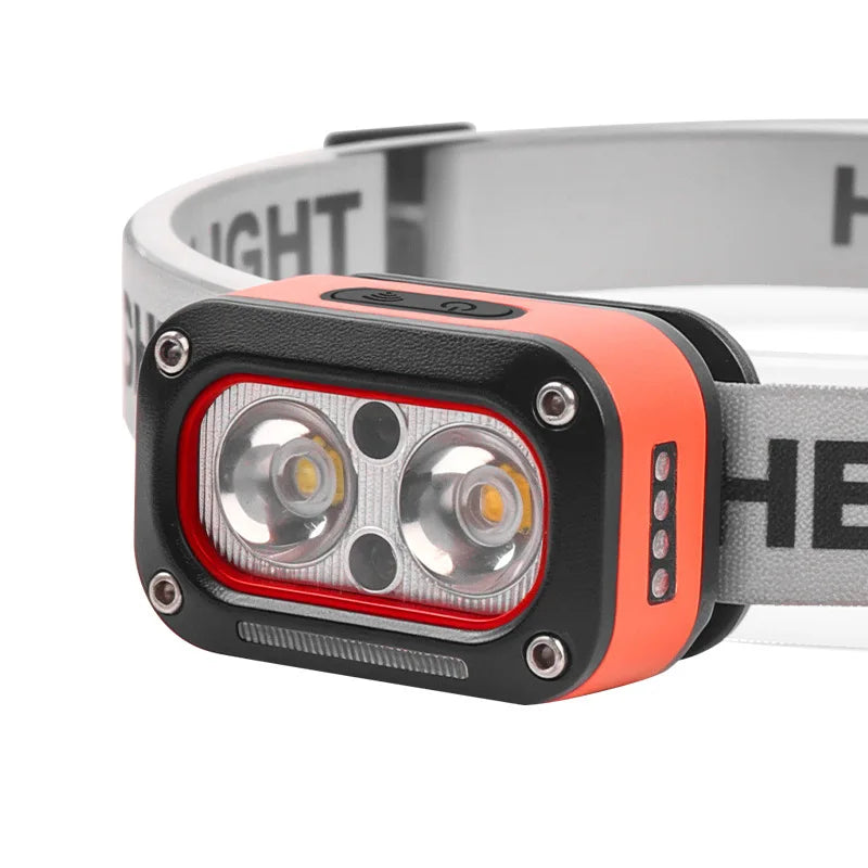 Black ABS Plastic LED Headlight 700mAh USB Rechargeable 3 Light Sources Outdoor Night Run Cycling Headlamp with Intelligent Sensing