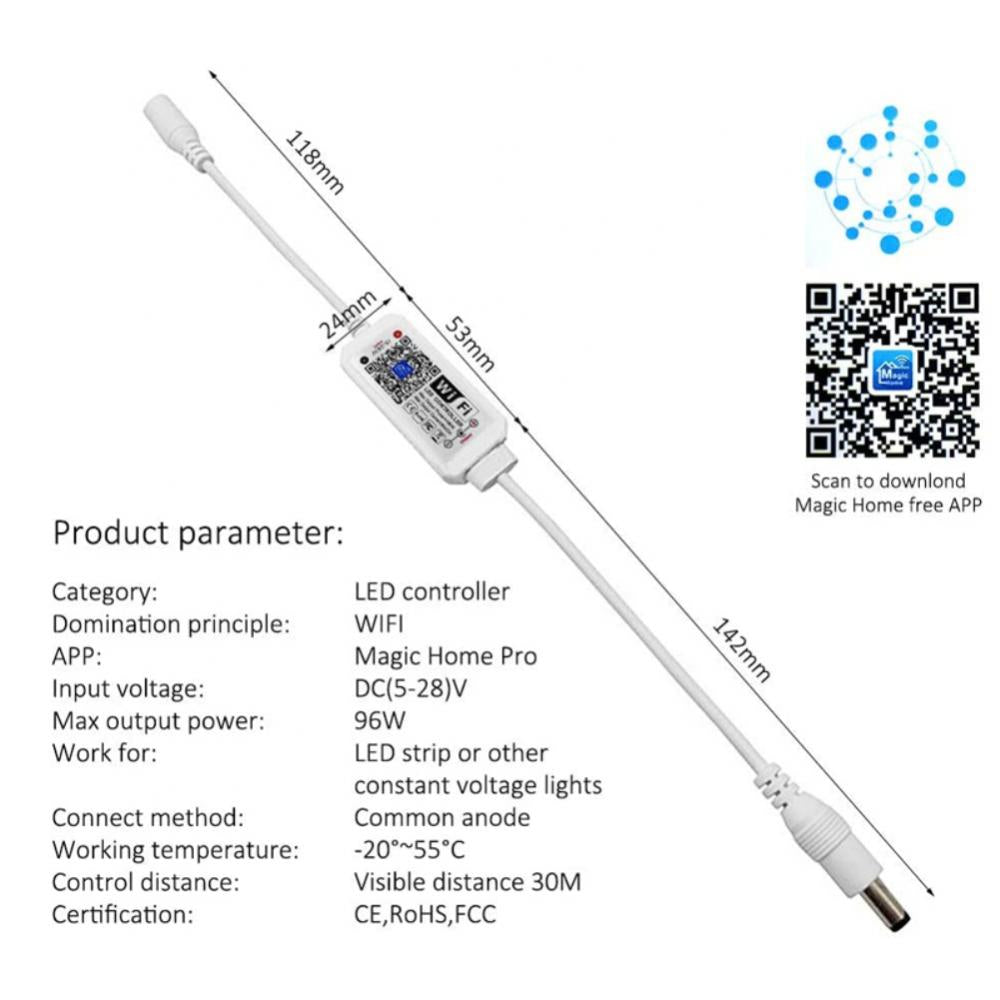 Single Color Led Controller Support Amazon Alexa, Google Assistant, Wifi Ir Controller.