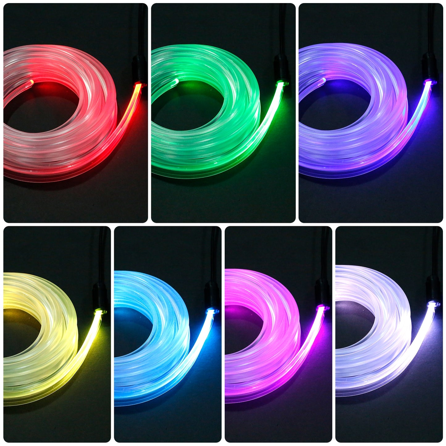 Car Interior LED Light Strip 4m Remote Control 7Color LED RGB Light