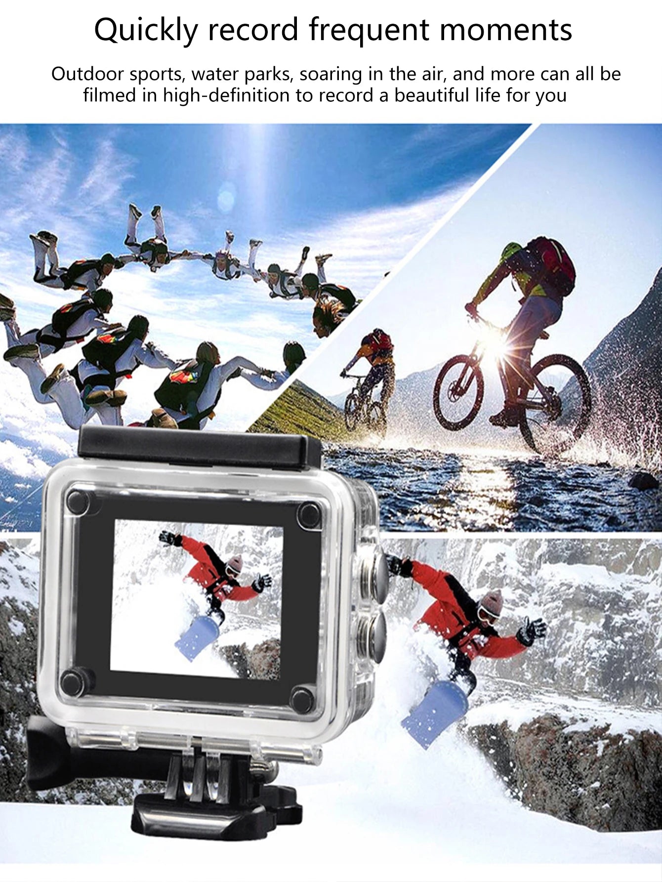 T-WOLF Outdoor Sports Waterproof Camera 1080P HD Mini DV Panoramic 2 Inch Screen Diving Bike Car Recorder for Business