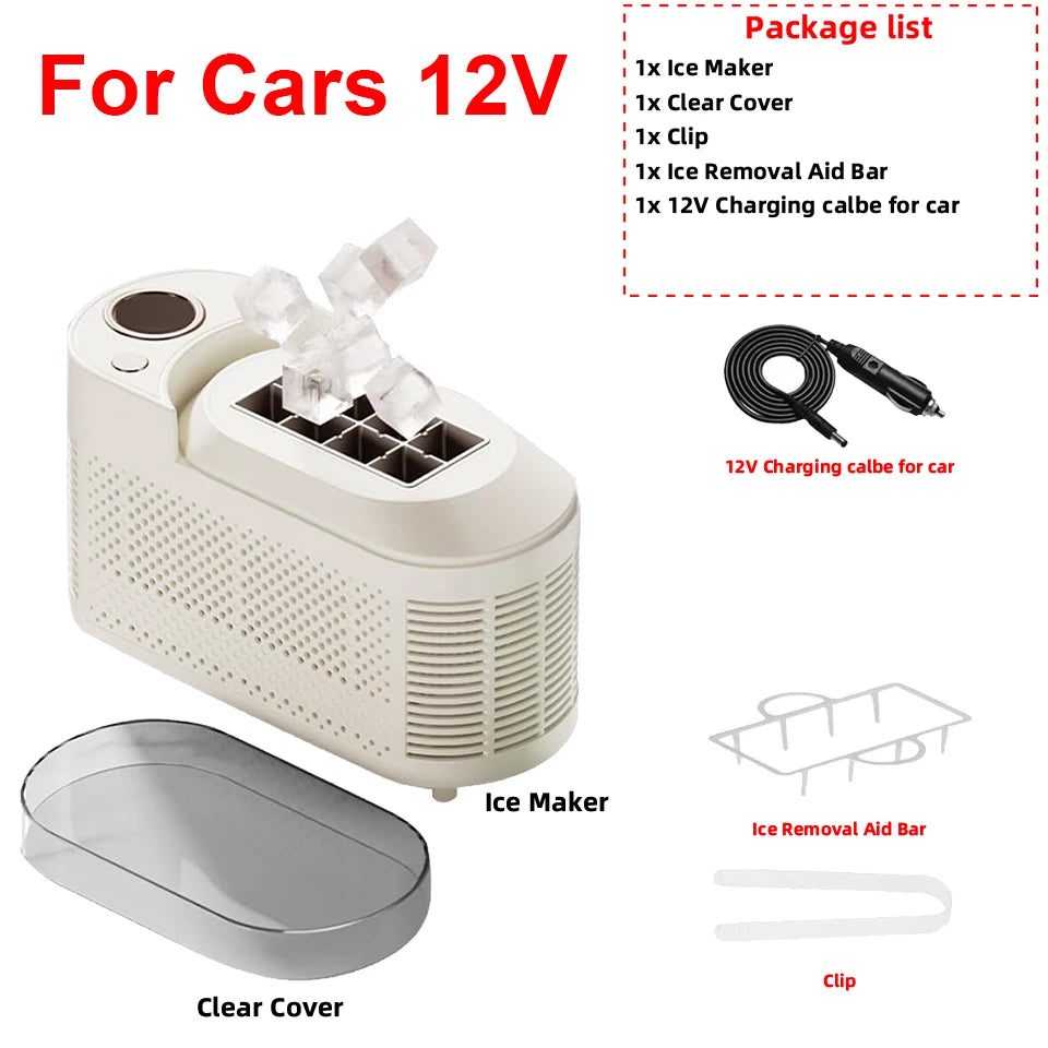 12V/220V Car Ice Maker Desktop Portable Mini Ice Cubes Maker Machine 8 Ice Cubes Ready in 15 Mins For Home/Kitchen/Camping/RV