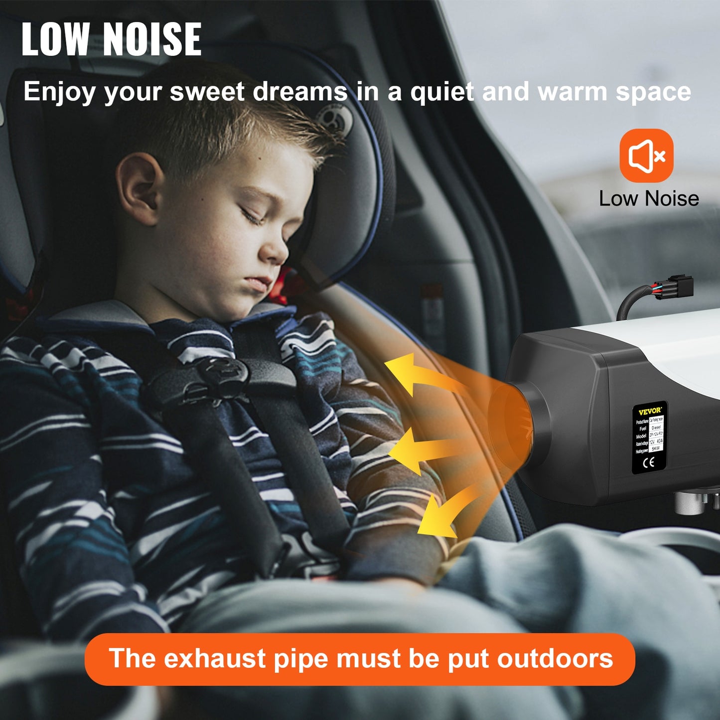 VEVOR 5KW 12V Diesel Air Heater With LCD Switch Silencer For Truck Boat Trailer Caravan Fast Heating Car Heater