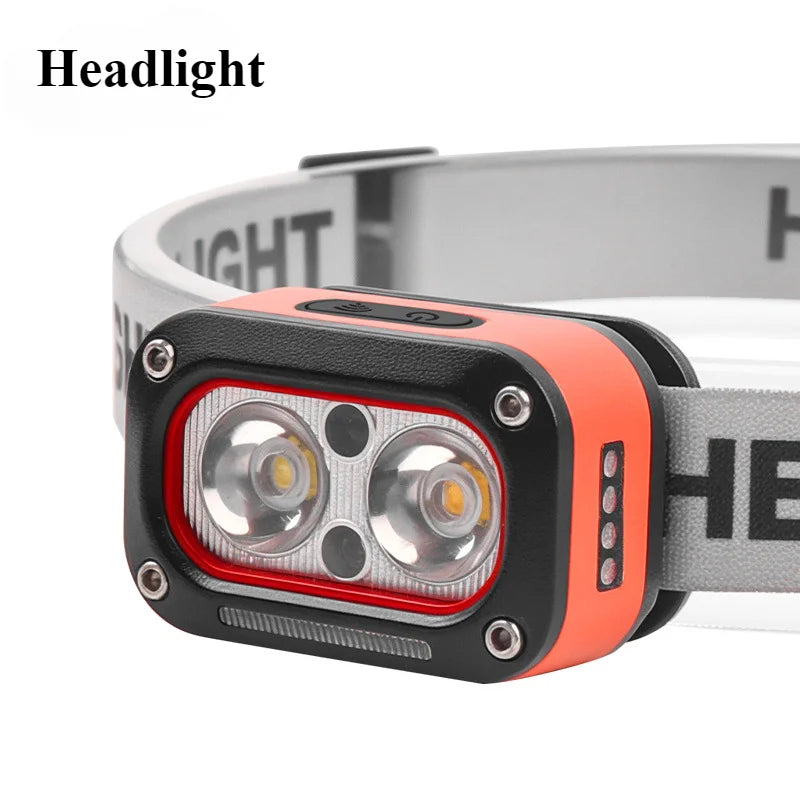 Black ABS Plastic LED Headlight 700mAh USB Rechargeable 3 Light Sources Outdoor Night Run Cycling Headlamp with Intelligent Sensing