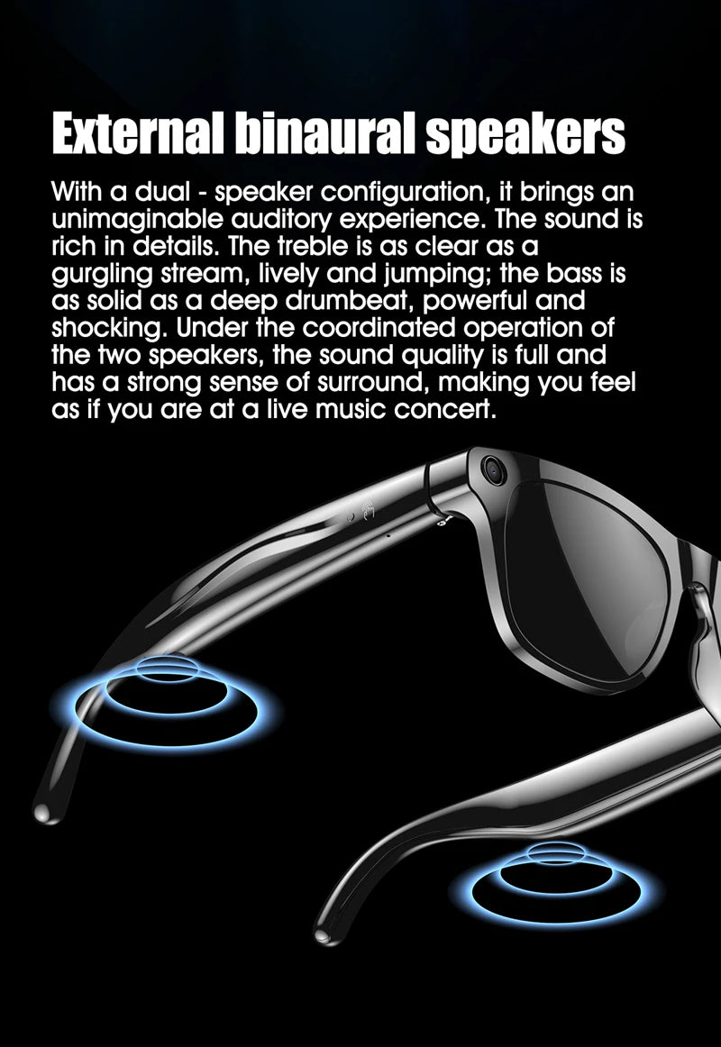 Xiaomi 6k HD Ai Smart Glasses Camera Wearable Mini Camera Bluetooth Call Voice Assistant Control Smart Sports Camera Glasses