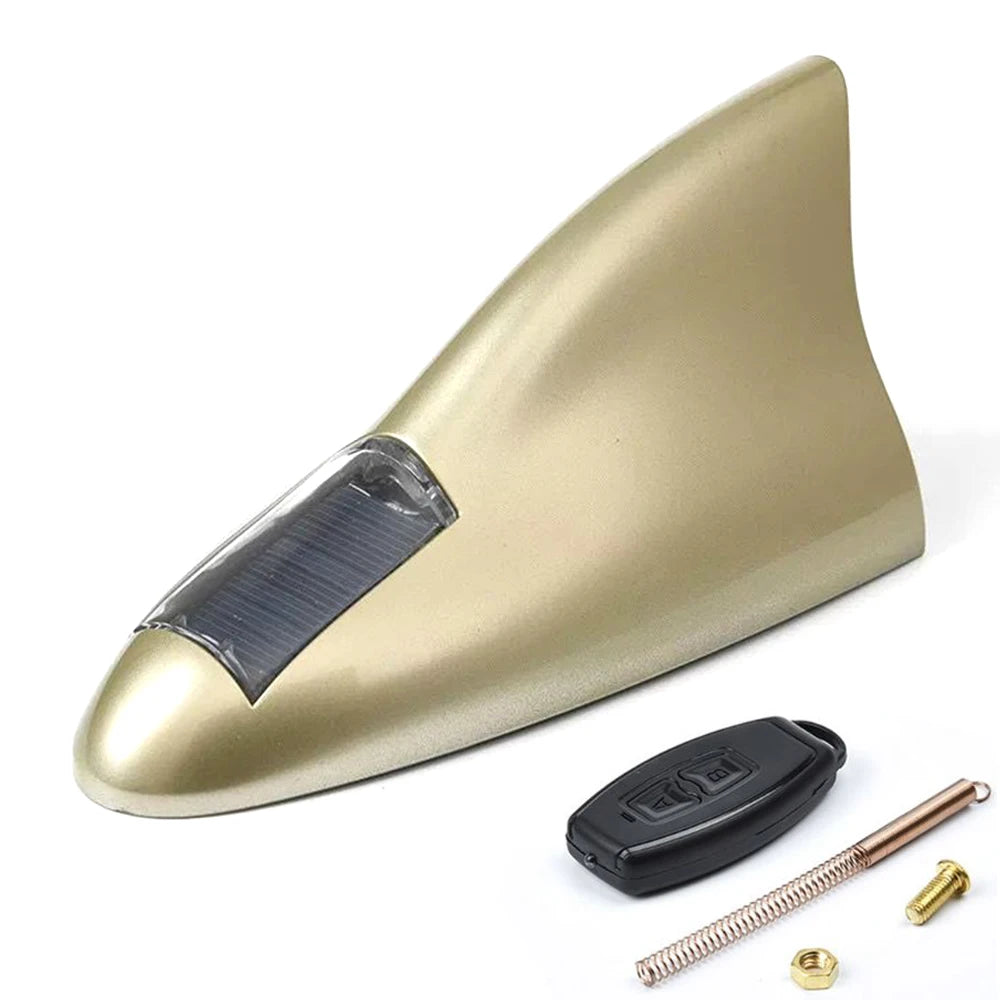 Car Solar LED Anti Collision Light Warning Lights Universal Shark Fin Antenna Light Automobile Modeling Decorating Accessories