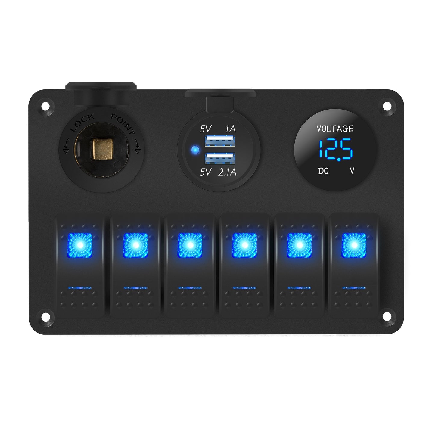 Waterproof Switch Panel, 6 Gang 12Volt Rocker Switch Panel .