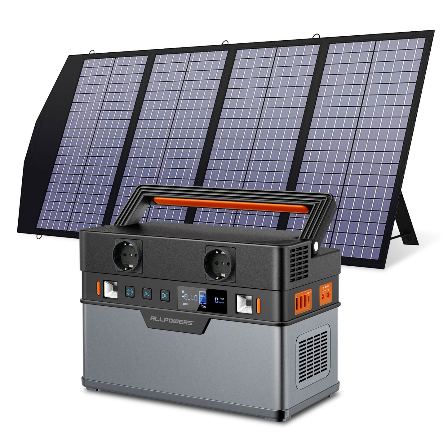 ALLPOWERS Portable Power Station Solar Generator, 110V/220V Pure Sine Wave AC Outlet With 18V Solar Panel