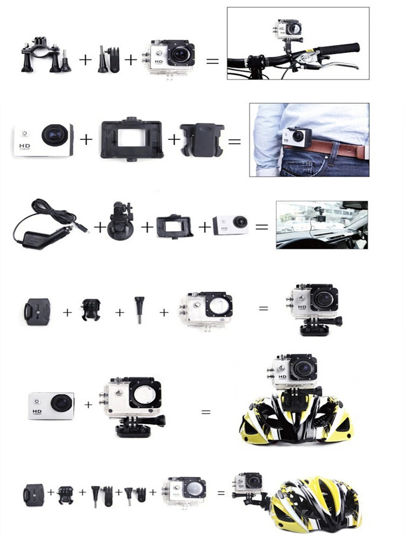 T-WOLF Outdoor Sports Waterproof Camera 1080P HD Mini DV Panoramic 2 Inch Screen Diving Bike Car Recorder for Business