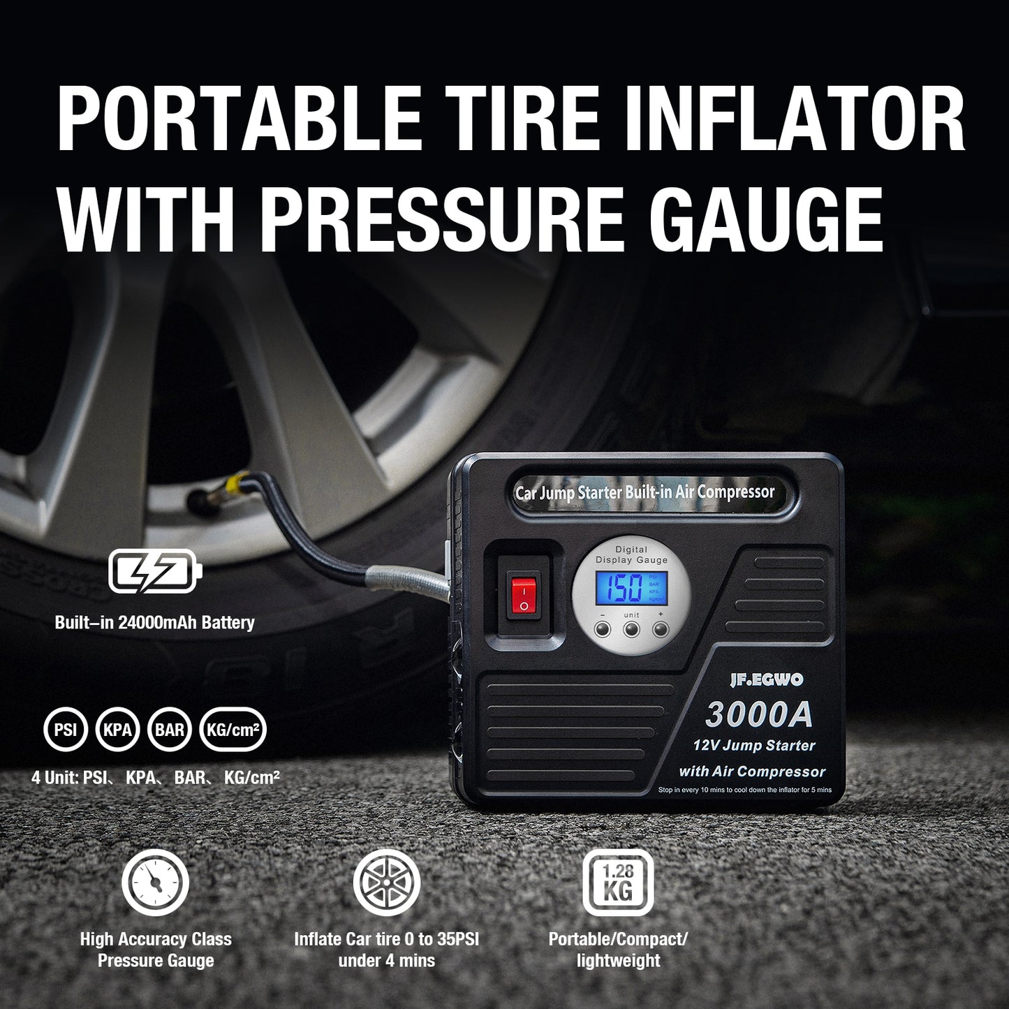 Car Jump Starter Powerful Air Compressor 12V Car Battery Starter Booster Starting Device