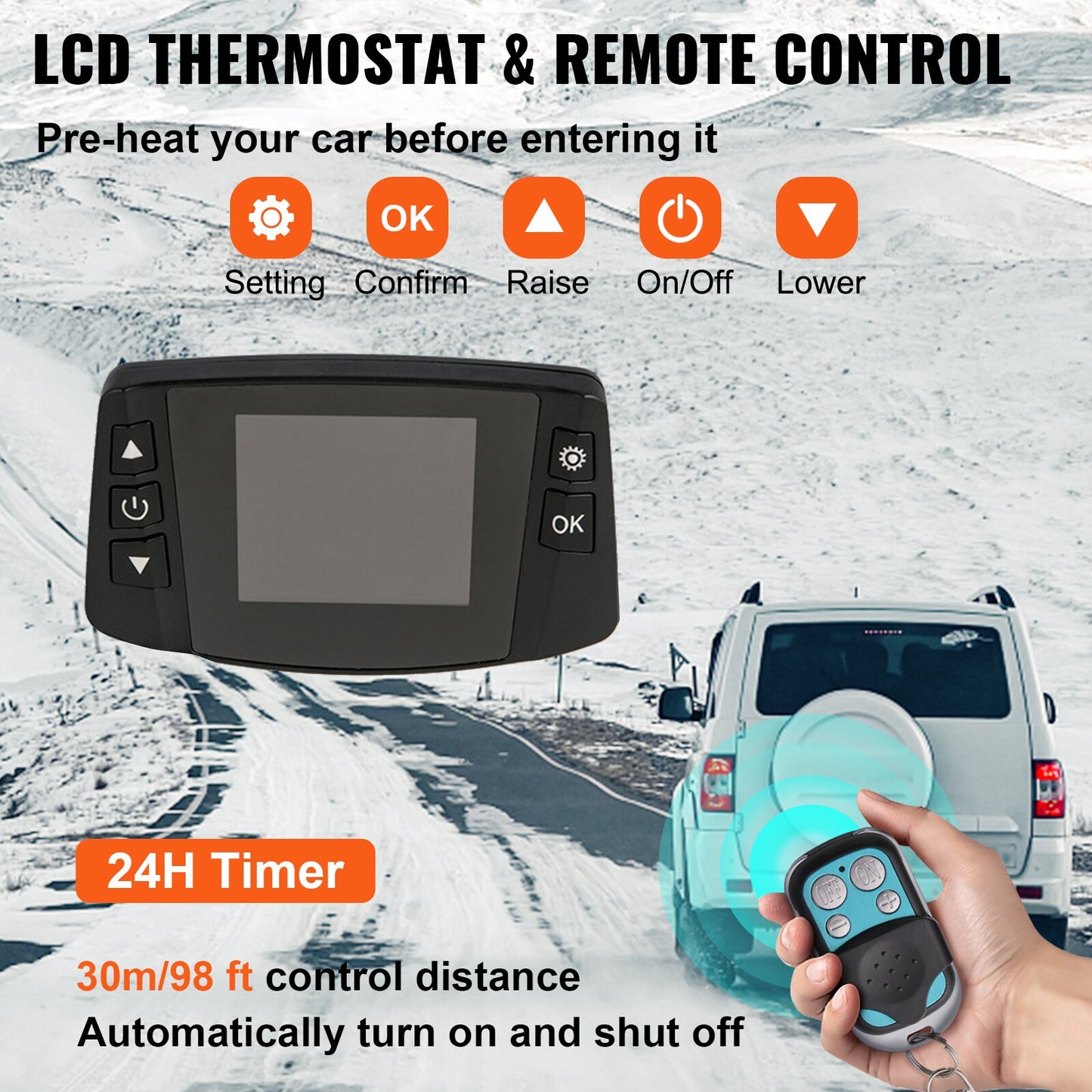 VEVOR 5KW 12V Diesel Air Heater With LCD Switch Silencer For Truck Boat Trailer Caravan Fast Heating Car Heater