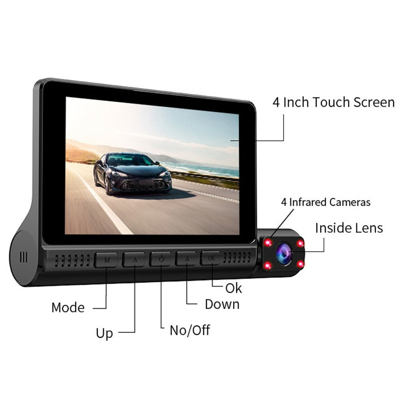 Dash Cam for Car 1080P DVR Front and Rear View Night Vision Loop Recording Car Electronics