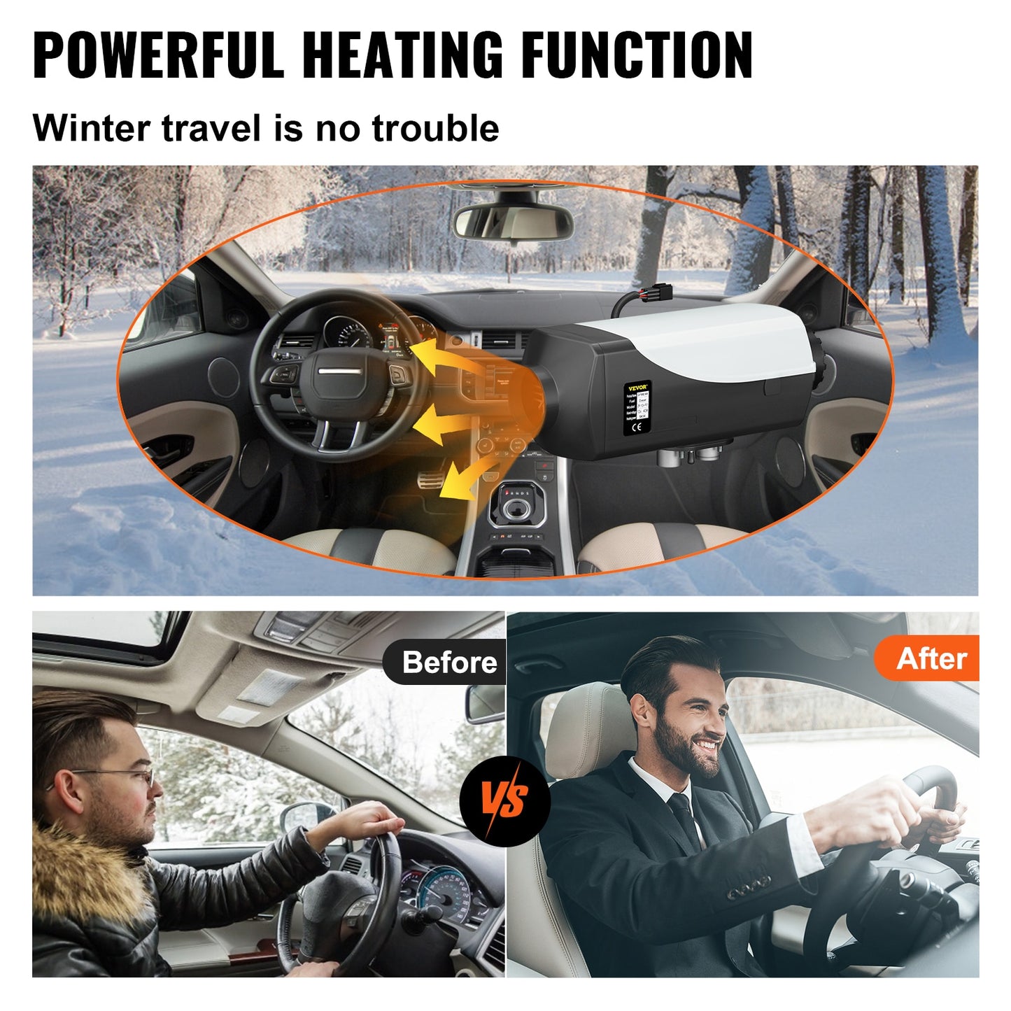VEVOR 5KW 12V Diesel Air Heater With LCD Switch Silencer For Truck Boat Trailer Caravan Fast Heating Car Heater