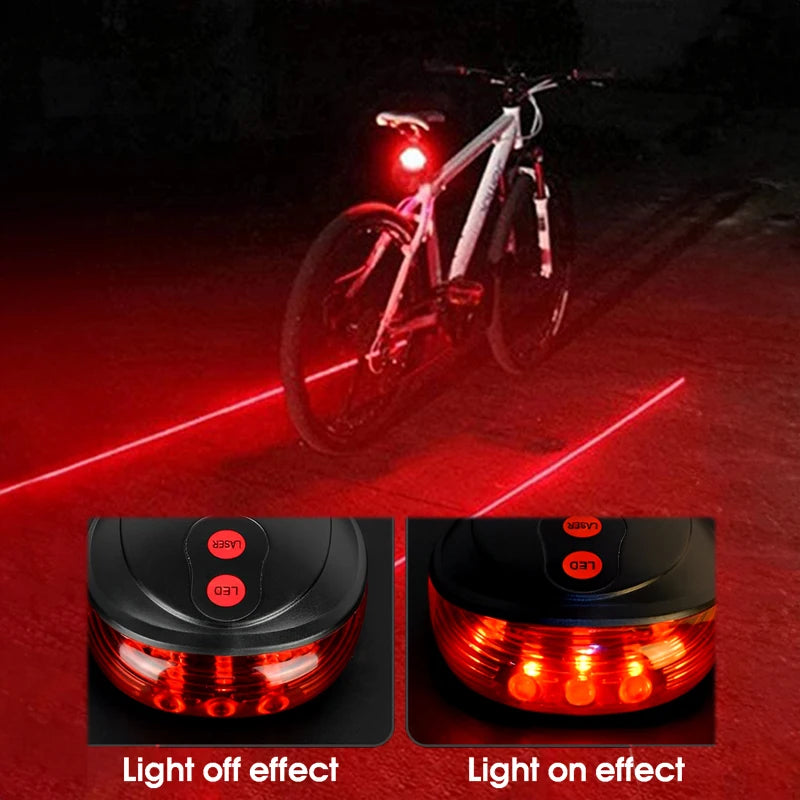 Bicycle Bike LED Lights 2 Lasers 5 LED Waterproof Cycling Taillight