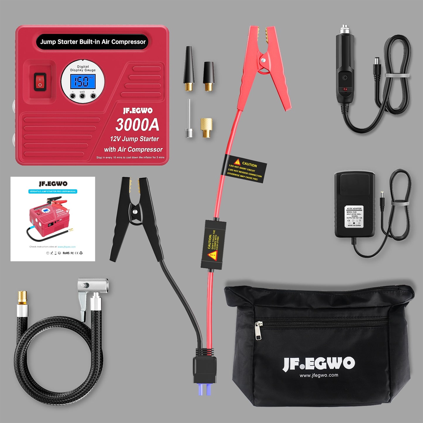 Car Jump Starter Powerful Air Compressor 12V Car Battery Starter Booster Starting Device