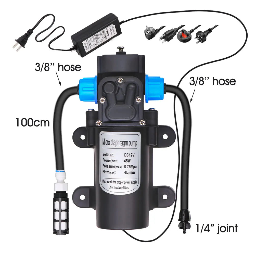 45/60/80/100W 110-240V Self-priming Pressurize Diaphragm Pump for Watering Car Washing Garden Plants Spray Irrigation Power Pump