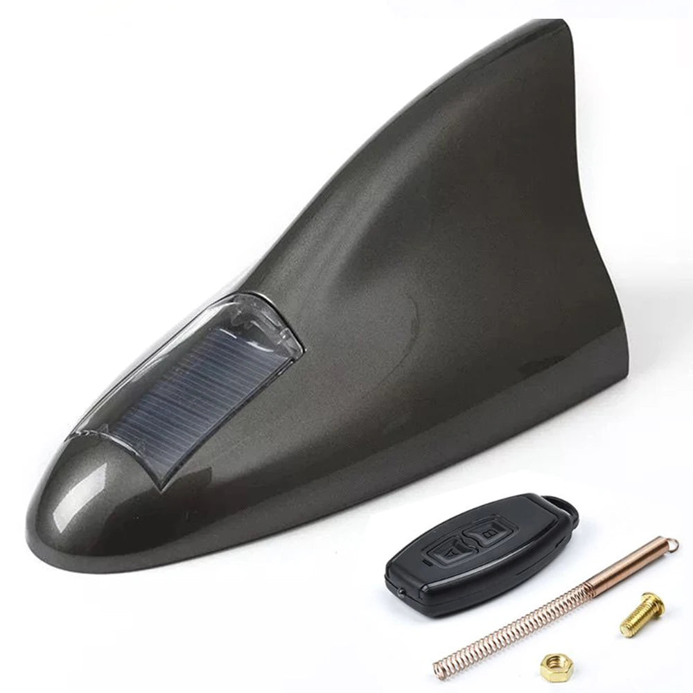 Car Solar LED Anti Collision Light Warning Lights Universal Shark Fin Antenna Light Automobile Modeling Decorating Accessories