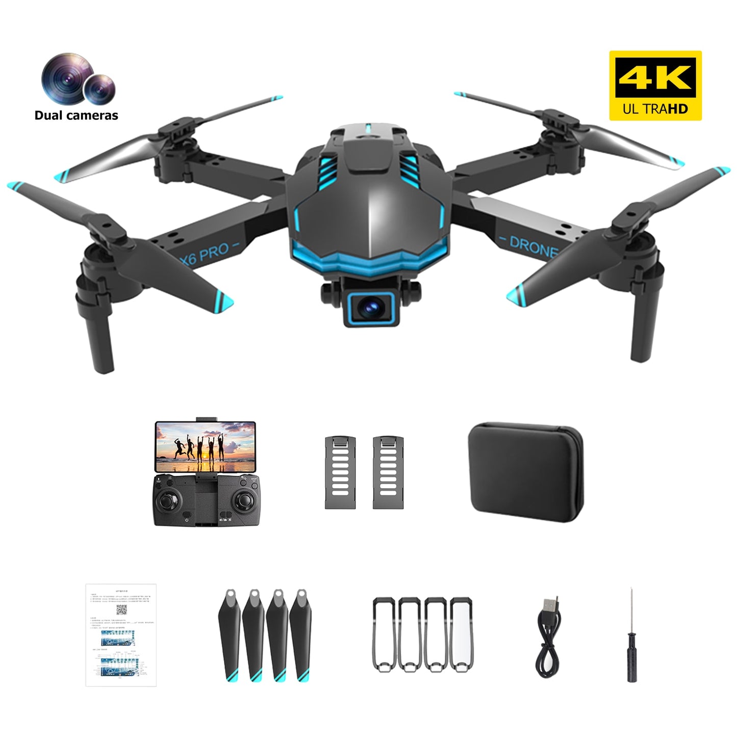 4k HD Dual Camera Obstacle Avoidance RC Drone