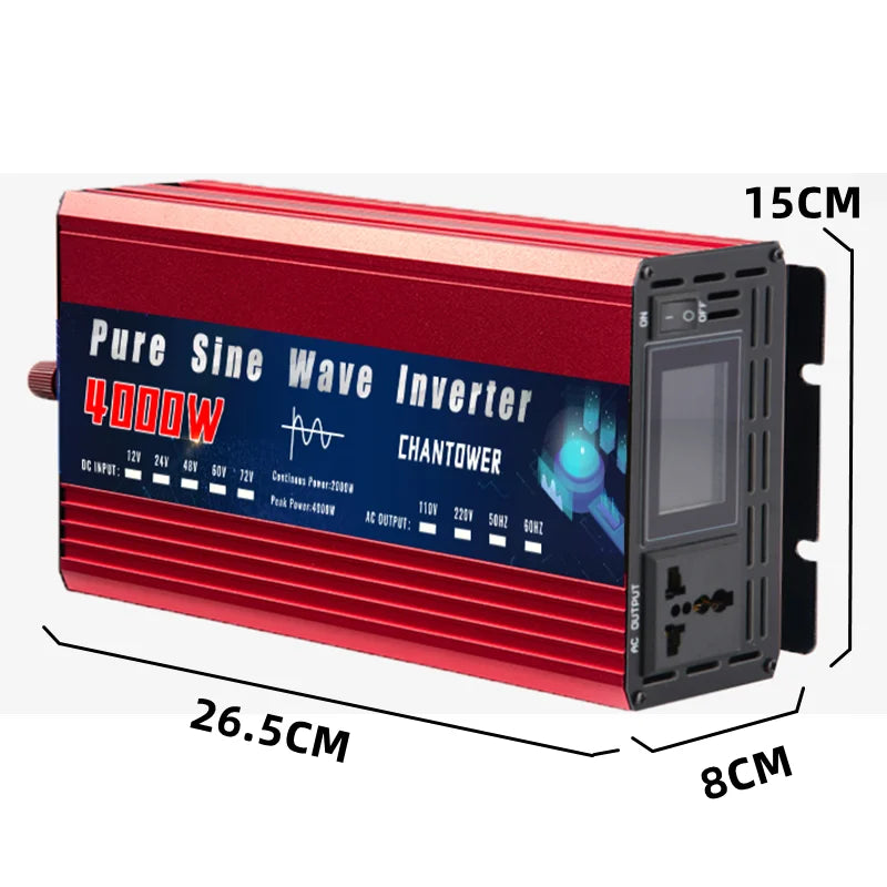 Pure Sine Wave Inverter 12Volt To AC 110v/220v Pure Sine Wave Power Supply Voltage Converter for Car, Solar Inverter
220V 2000W 3000W 4000W DC 12v/24v