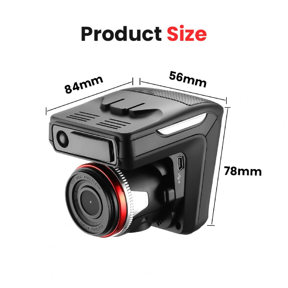 Car Dash Camera Full HD 1080P, Radar Detector, Night Vision Video Camera.