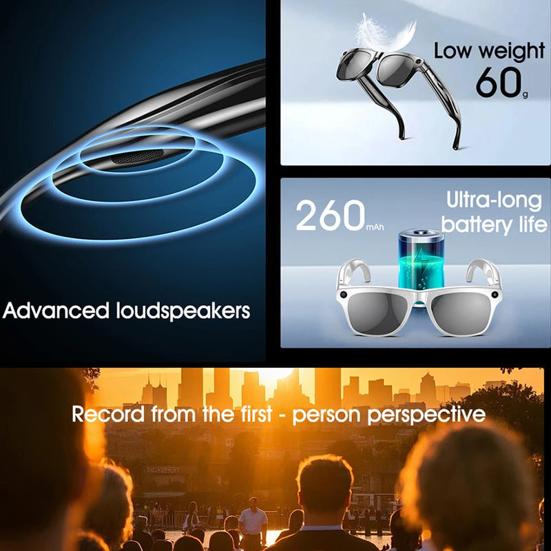 Xiaomi 6k HD Ai Smart Glasses Camera Wearable Mini Camera Bluetooth Call Voice Assistant Control Smart Sports Camera Glasses