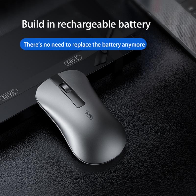 Aluminum Alloy Rechargeable Wireless Mouse For PC Laptop Bluetooth-compatible