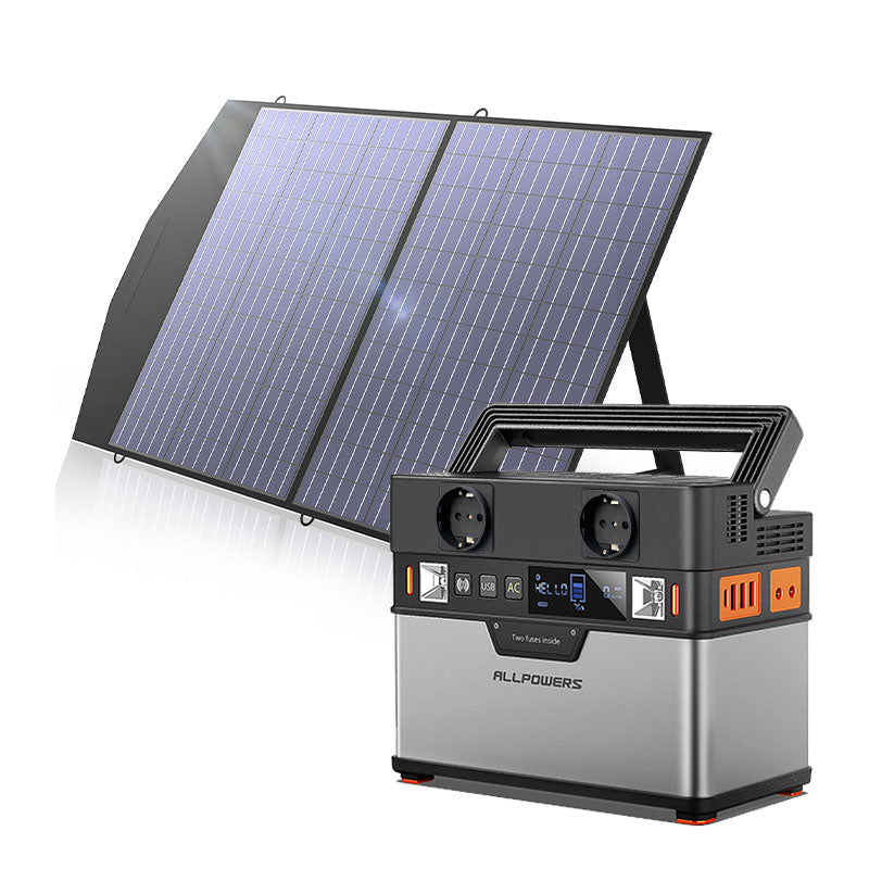 ALLPOWERS Portable Power Station Solar Generator, 110V/220V Pure Sine Wave AC Outlet With 18V Solar Panel