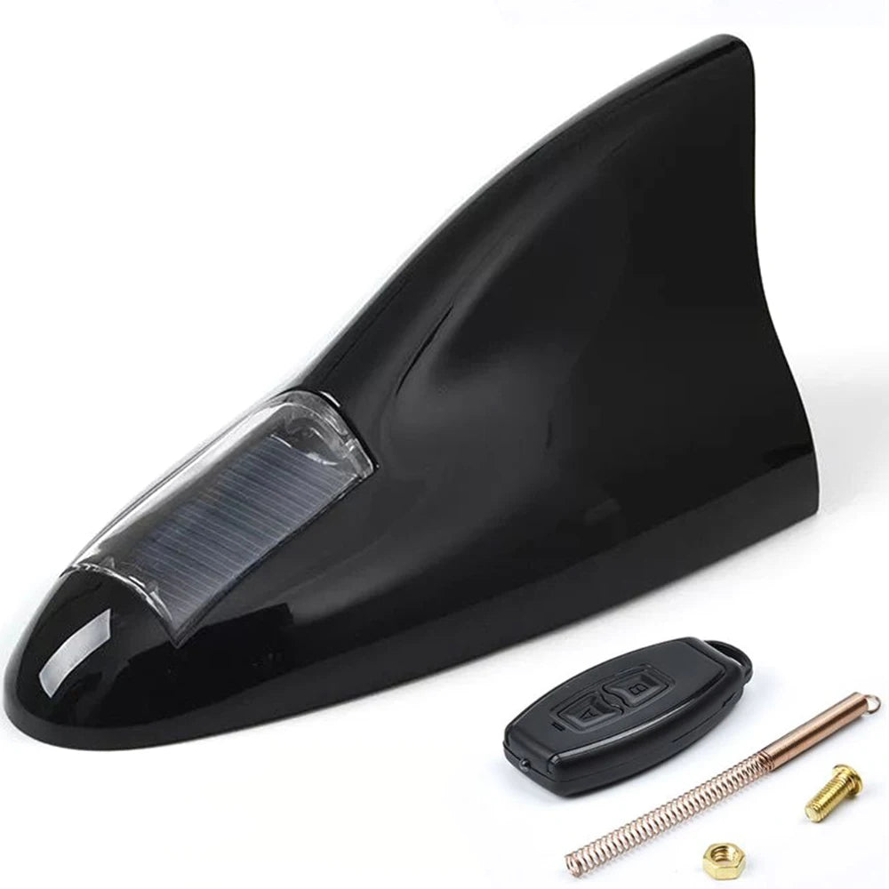 Car Solar LED Anti Collision Light Warning Lights Universal Shark Fin Antenna Light Automobile Modeling Decorating Accessories