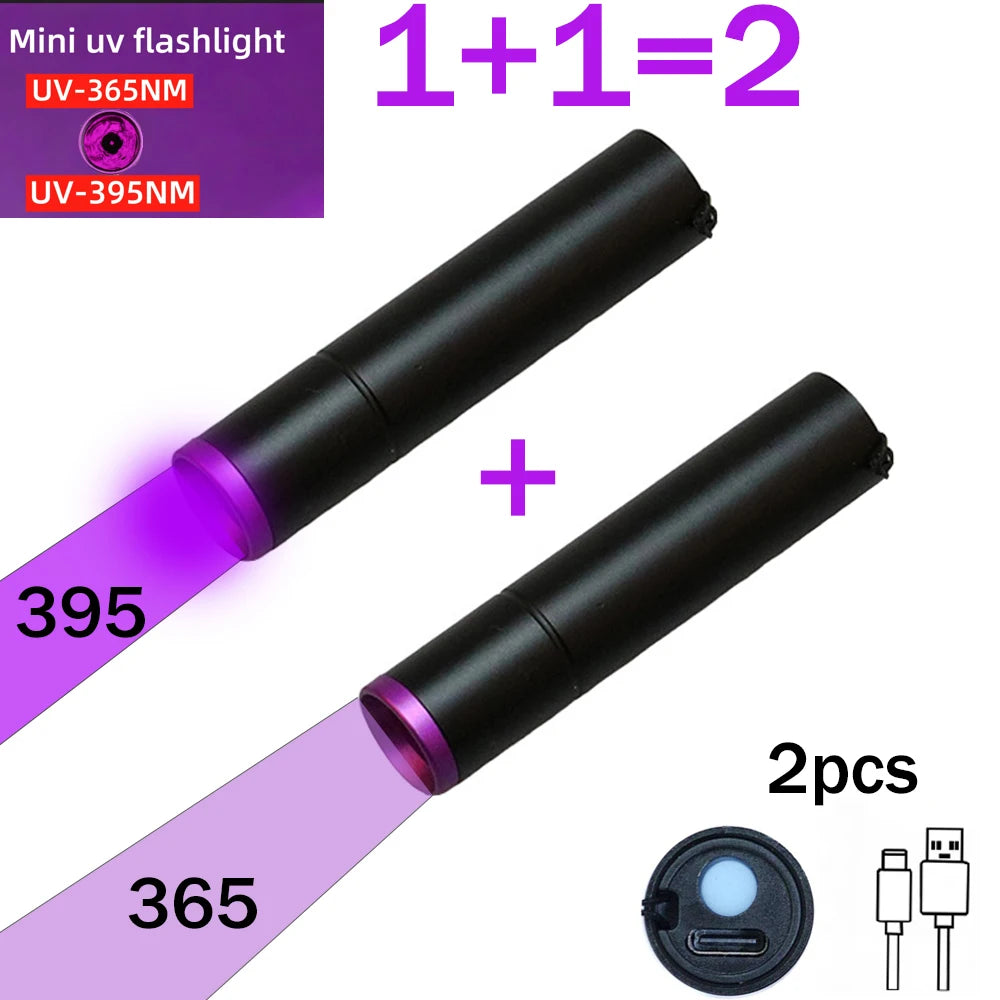 TOPCOM USB Rechargeable UV Flashlight 365nm UV Light 3W Ultraviolet LED Lantern With Black Filter Lens Money Pet Urine Detect