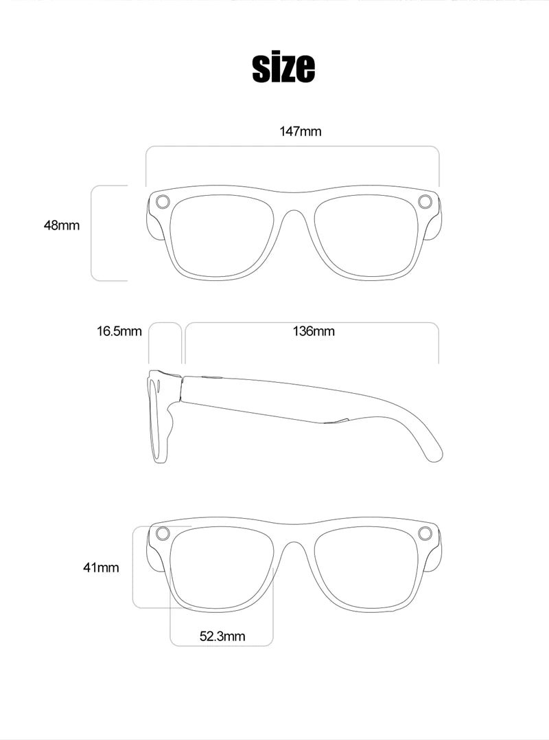 Xiaomi 6k HD Ai Smart Glasses Camera Wearable Mini Camera Bluetooth Call Voice Assistant Control Smart Sports Camera Glasses