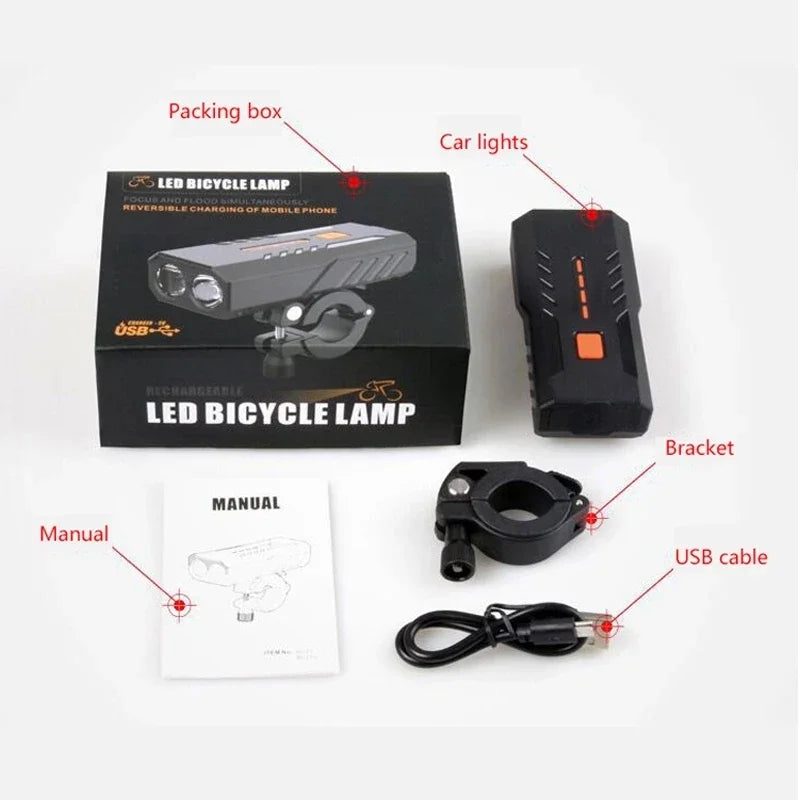 5000 mAh Bicycle Light Front Set Headlight Lantern For Bike Flashlight Rechargeable Lamp Running Led Usb Mtb Lights Taillight