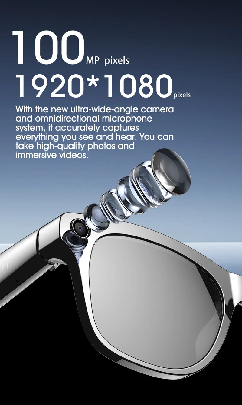 Xiaomi 6k HD Ai Smart Glasses Camera Wearable Mini Camera Bluetooth Call Voice Assistant Control Smart Sports Camera Glasses