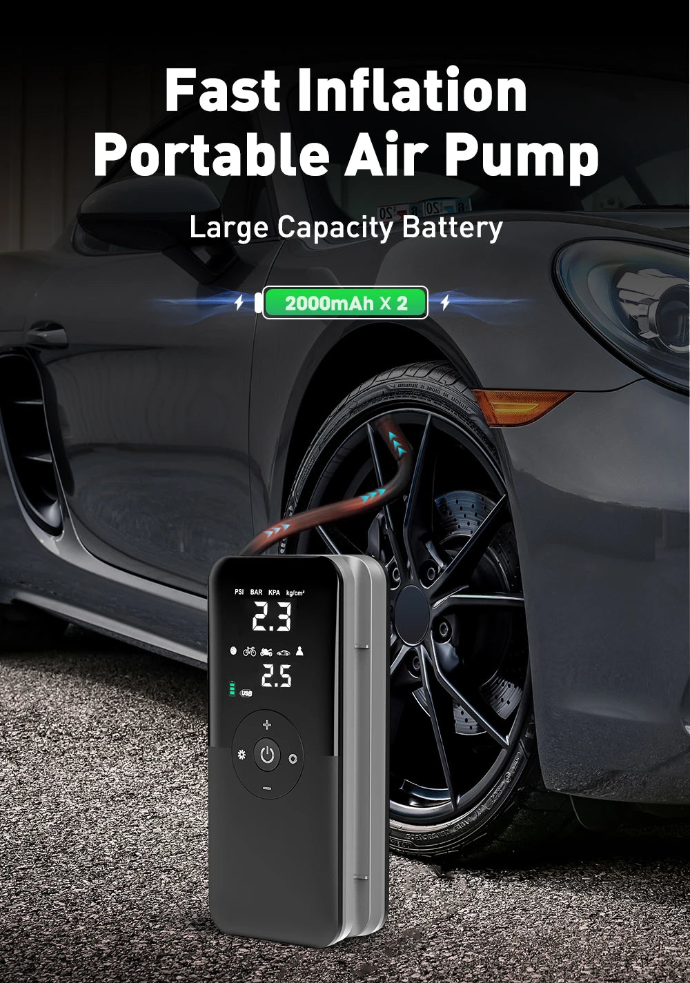Rechargeable Air Pump Tire Inflator Portable Compressor