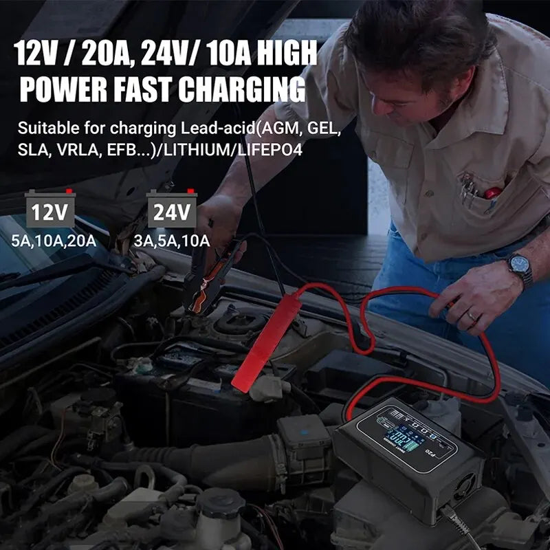 15A/20A Smart Battery Charger for Lead-Acid and Lithium. Batteries