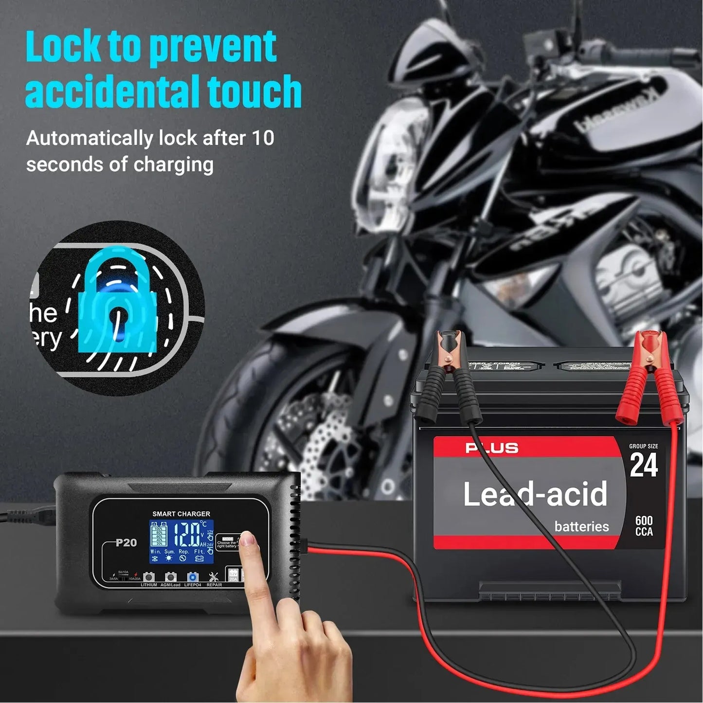 15A/20A Smart Battery Charger for Lead-Acid and Lithium. Batteries