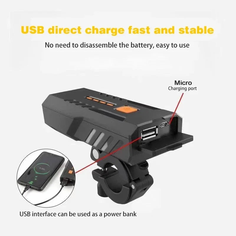 5000 mAh Bicycle Light Front Set Headlight Lantern For Bike Flashlight Rechargeable Lamp Running Led Usb Mtb Lights Taillight